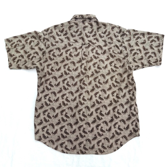 Columbia Vintage Cotton Button Down Fishermen's Short Sleeve Shirt Retro Large - Picture 6 of 7